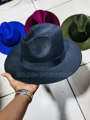 Black Unisex Wide-Brim Fedora Hat – Stylish Versatile