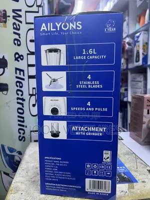Ailyons TYB-201-A-S 350W 2-in-1 Electric Blender and Grinder