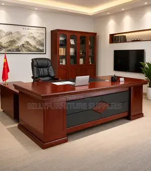 Presidential Executive Office Desk Nairobi | Luxury Mahogany CEO Table