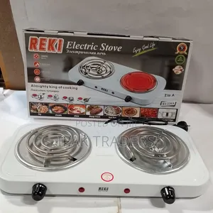 Double Coil Electric Hot Plate - Steel, Adjustable Temp, White