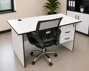 Minimalist White Office Desk Nairobi Modern Lockable Workstation