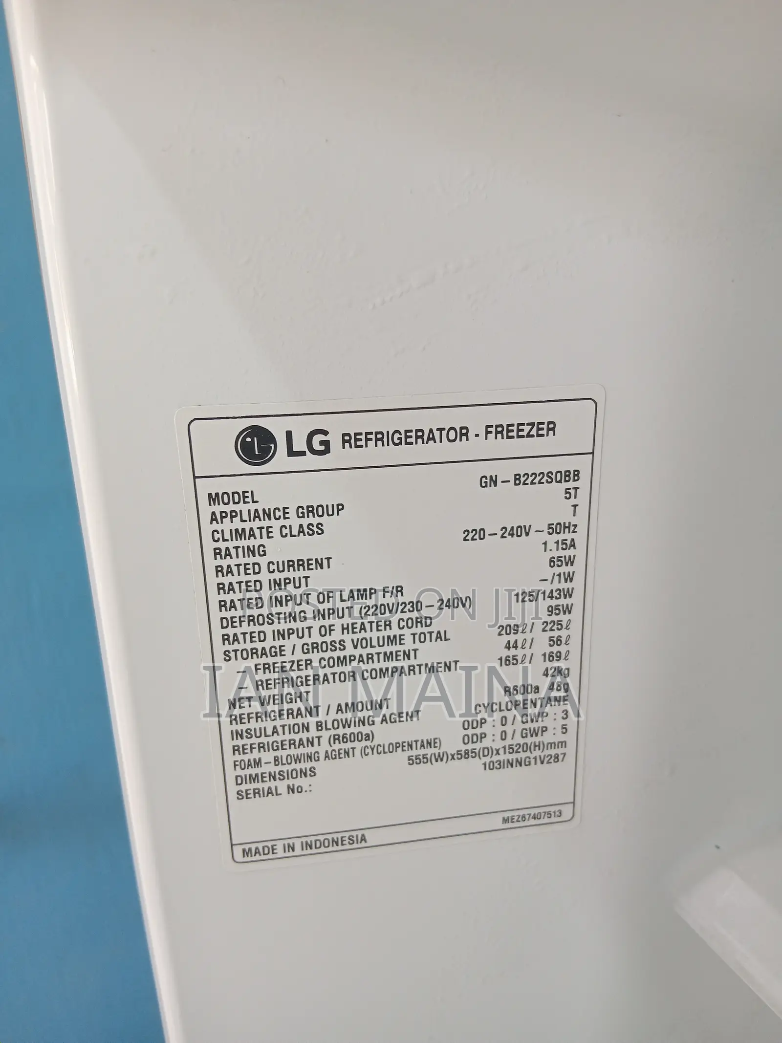 LG Fridge 225l