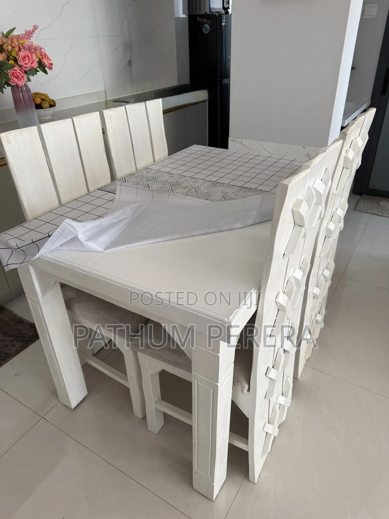 Used 4-Seater Wooden Dining Table Set for Sale (Good Condition)⁠