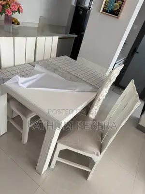 Used 4-Seater Wooden Dining Table Set for Sale (Good Condition)⁠
