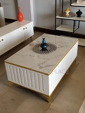 Exquisite Marble-Top Coffee Table With Gold Accents – Ultimate Luxury