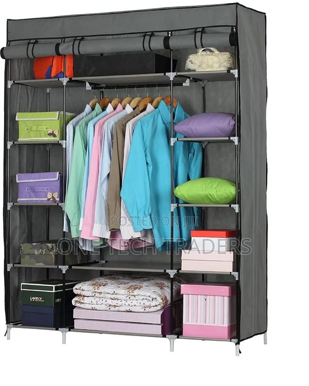 Mettalic Wardrobe, 3 Column - Grey