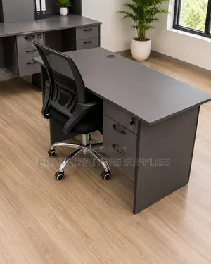 Urban Graphite Office Desk | Modern Lockable Executive Work Table