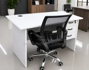 Modern White Office Desk Nairobi | Lockable Work Desk With Drawers