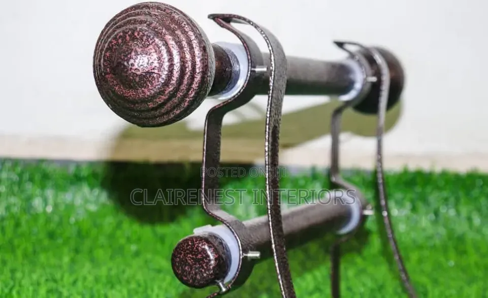 Brown and Grey Double Heavy Duty Powder Coated Curtain Rods
