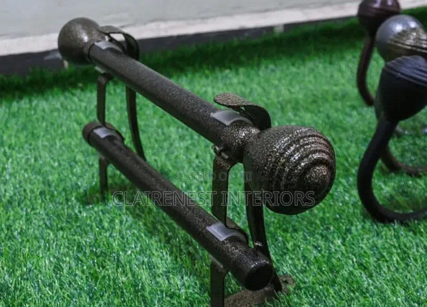 Brown and Grey Double Heavy Duty Powder Coated Curtain Rods