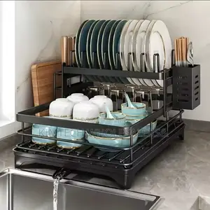 2 Tier Dish Rack With Cutlery Holder Chop Board Holder