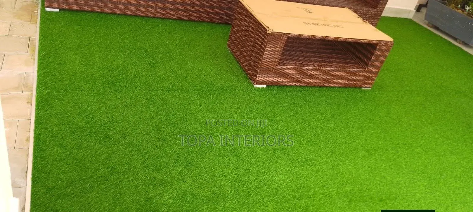 Open Garden Green Artificial Lawn Grass Carpets Installation