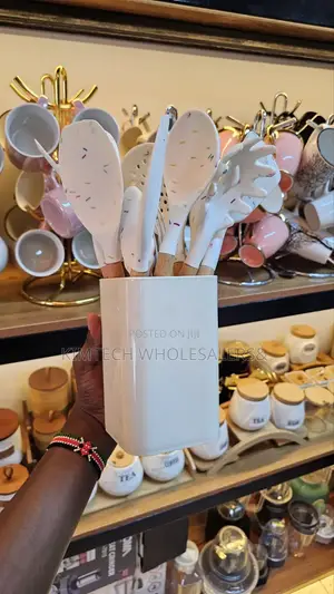 Unique White Marble Silicone Spoon Set