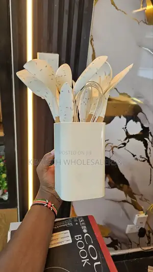 Unique White Marble Silicone Spoon Set