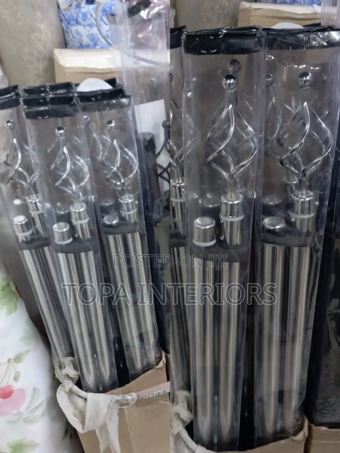 Telescopic 2m Single Adjustable Curtain Pole Rods With Accessories