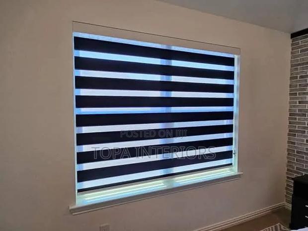 Classic Black Horizontal Office Roller Zebra Blinds - main view