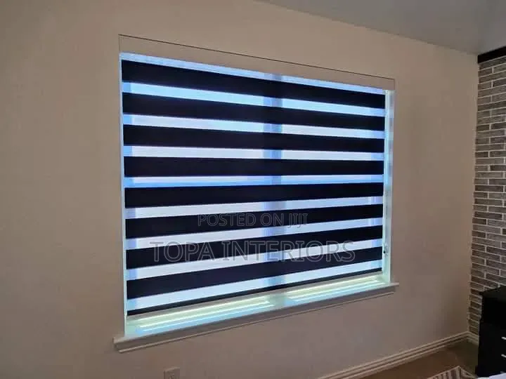Classic Black Horizontal Office Roller Zebra Blinds
