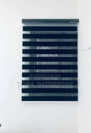 Classic Black Horizontal Office Roller Zebra Blinds