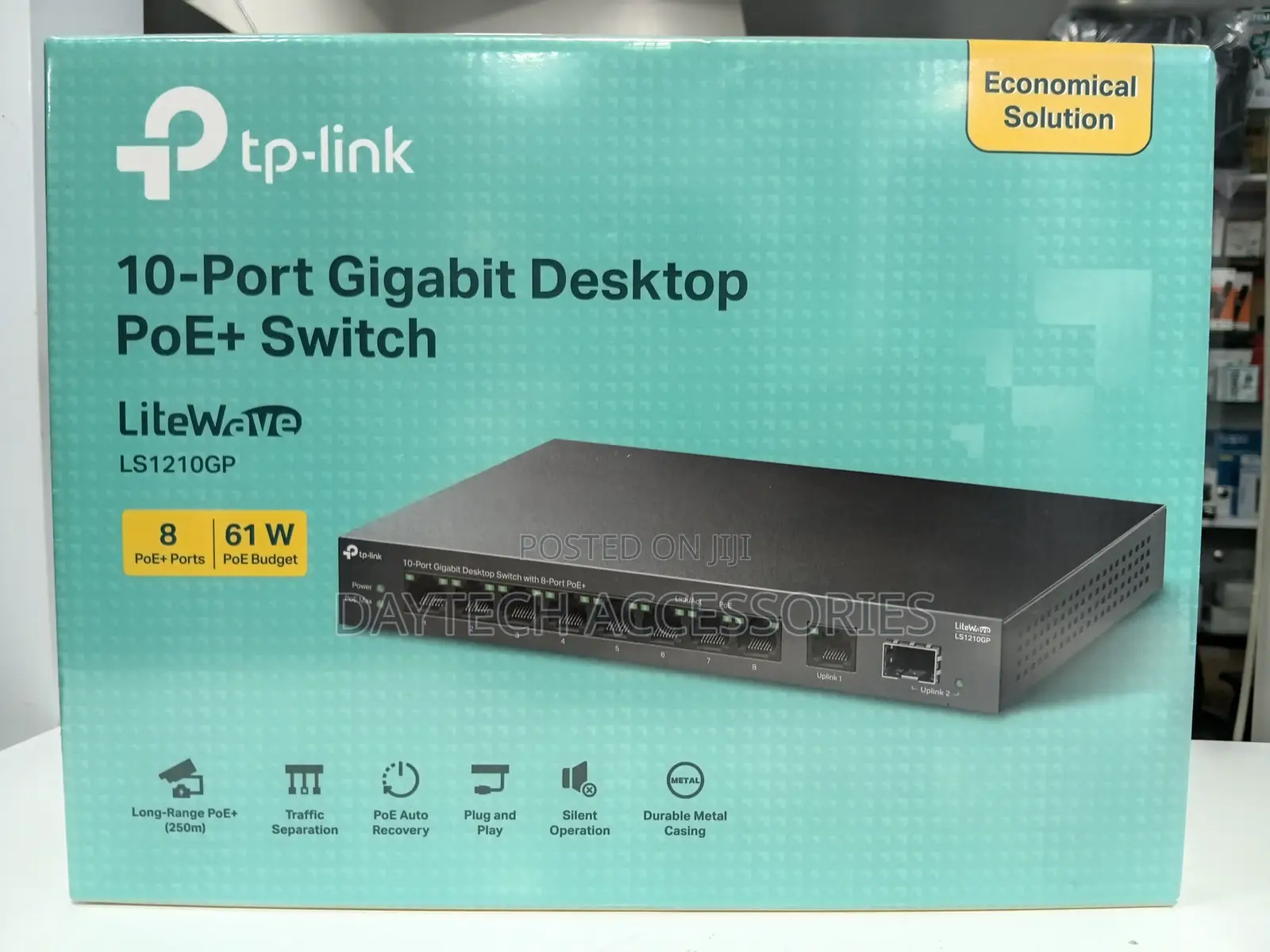 TP-Link LiteWave LS1210GP 10-Port Unmanaged Desktop Switch 8 PoE+ Port