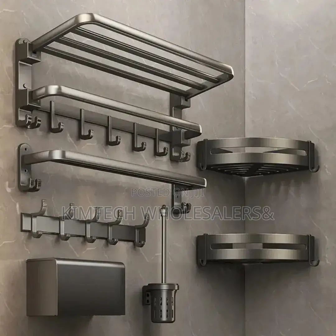 *Pcs Black Multifunctional Aluminum Bath Towel Storage
