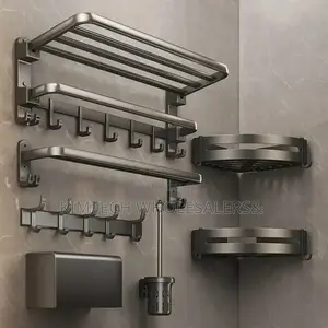*Pcs Black Multifunctional Aluminum Bath Towel Storage