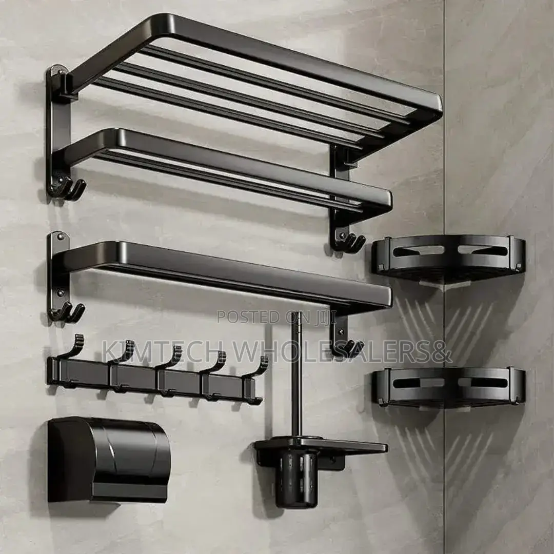 *Pcs Black Multifunctional Aluminum Bath Towel Storage