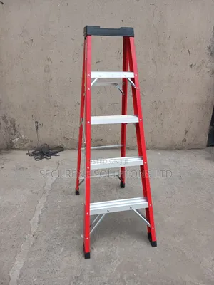 5-Step Red Fiberglass a-Frame Step Ladder