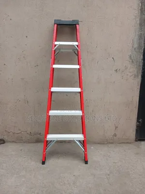 6-Step Red Fiberglass a-Frame Step Ladder