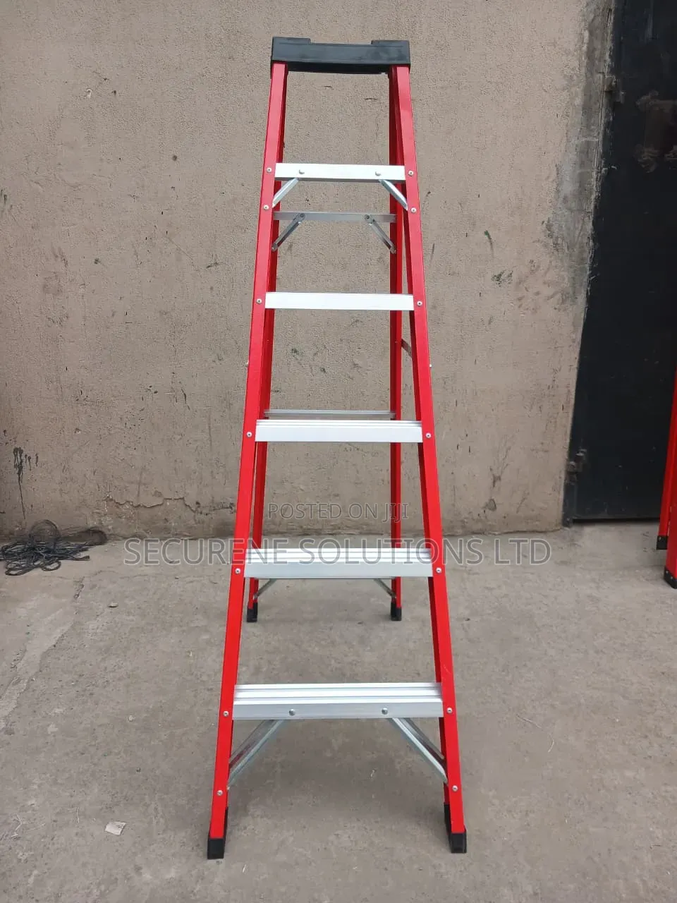 6-Step Red Fiberglass a-Frame Step Ladder