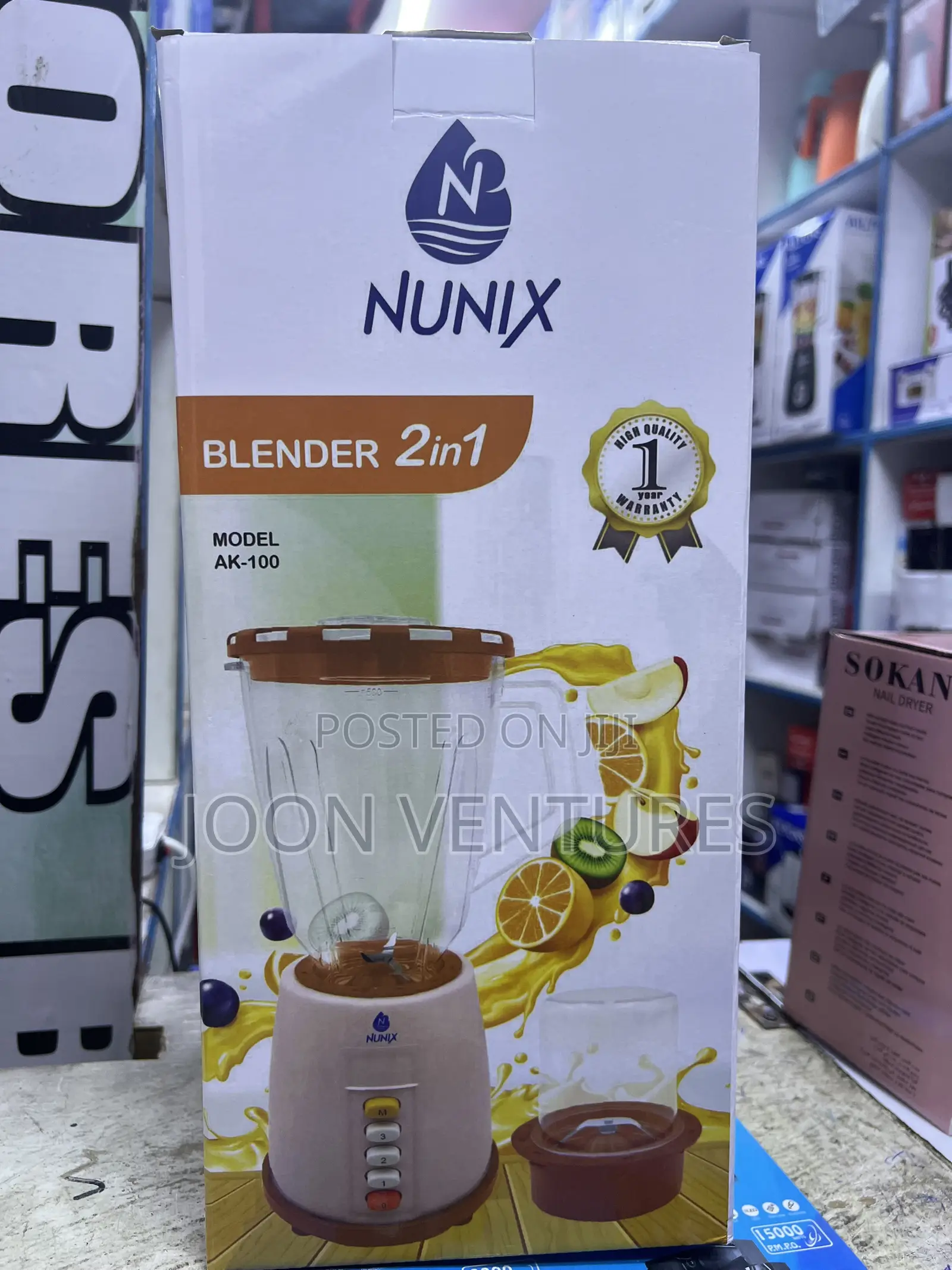 Nunix AK-100 2in1 Blender With Grinder - 1.5Liters, Strong Motor