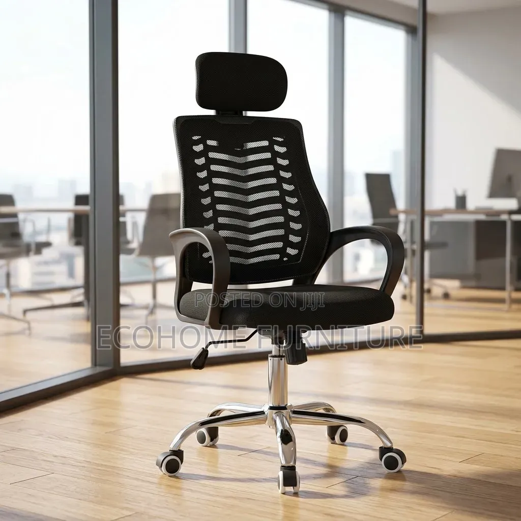 Office Chair – High Back Mesh Chair With Headrest Lumbar Support