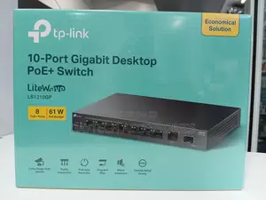 TP-Link 10-Port Gigabit Desktop Switch With 8-Port PoE+ 61W PoE.