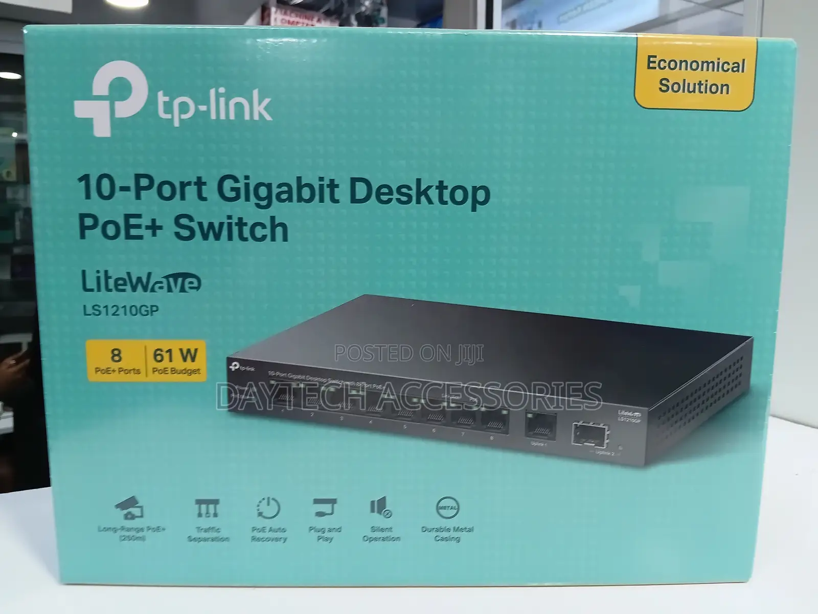 TP-Link 10-Port Gigabit Desktop Switch With 8-Port PoE+ 61W PoE.