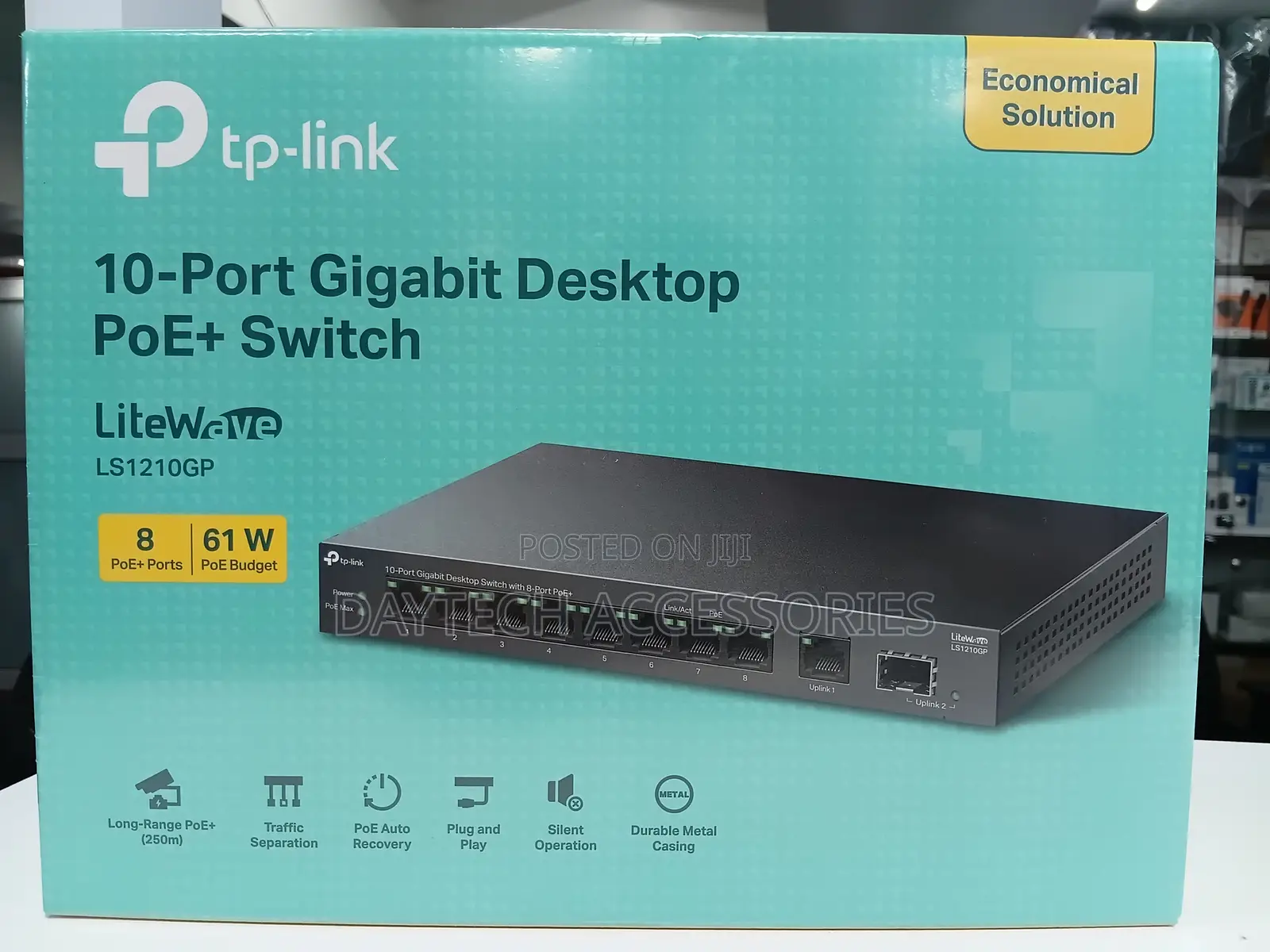 TP-Link 10-Port Gigabit Desktop Switch With 8-Port PoE+ 61W PoE.