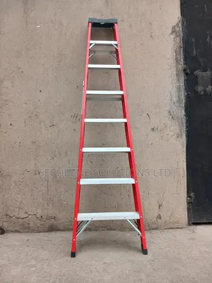 8-Step Red Fiberglass a-Type Step Ladder