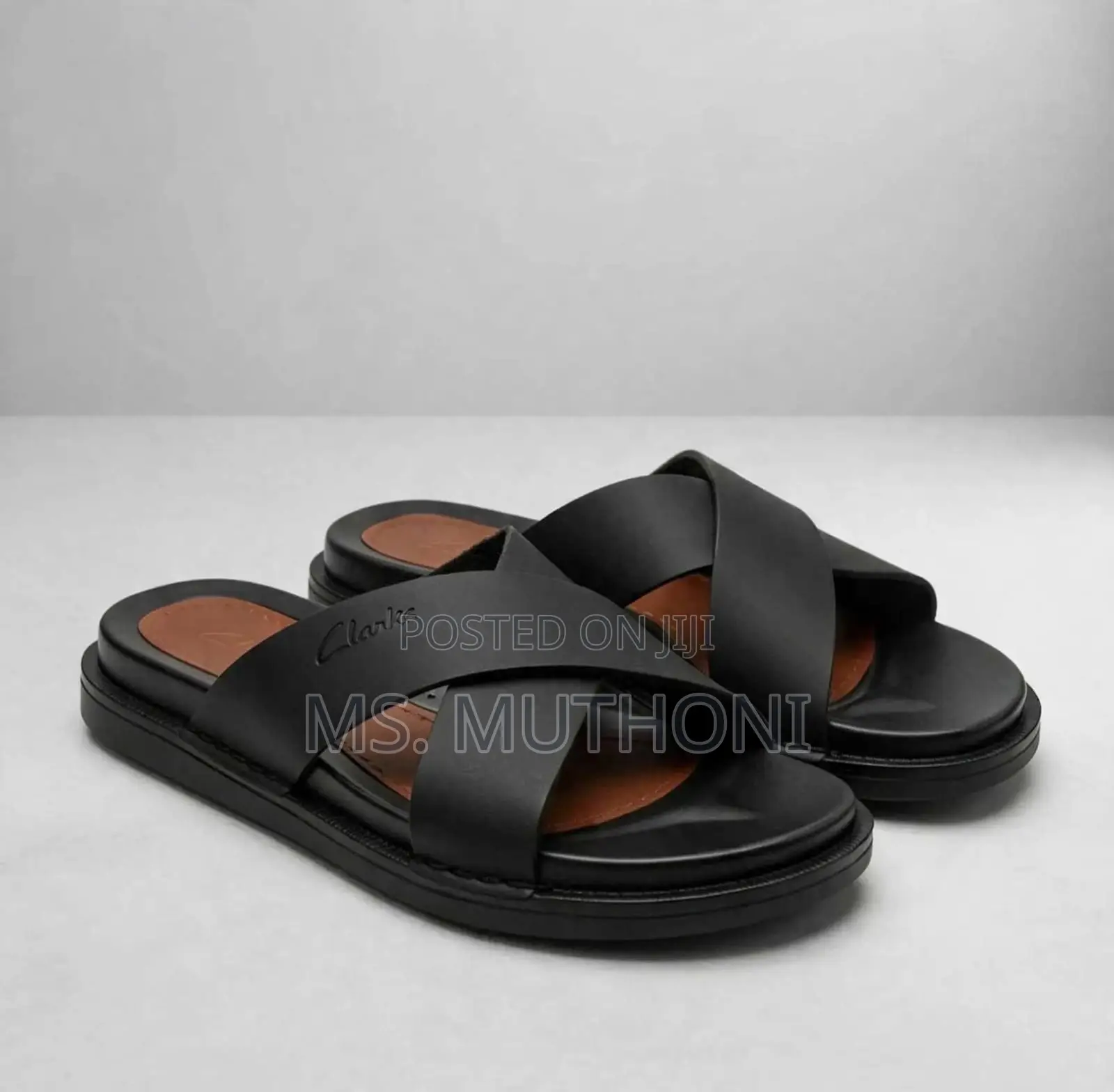 Clarks Men's Leather Cross-Strap Slide Sandals Size 40-44