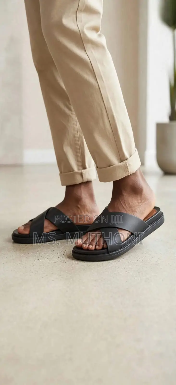 Clarks Men's Leather Cross-Strap Slide Sandals Size 40-44