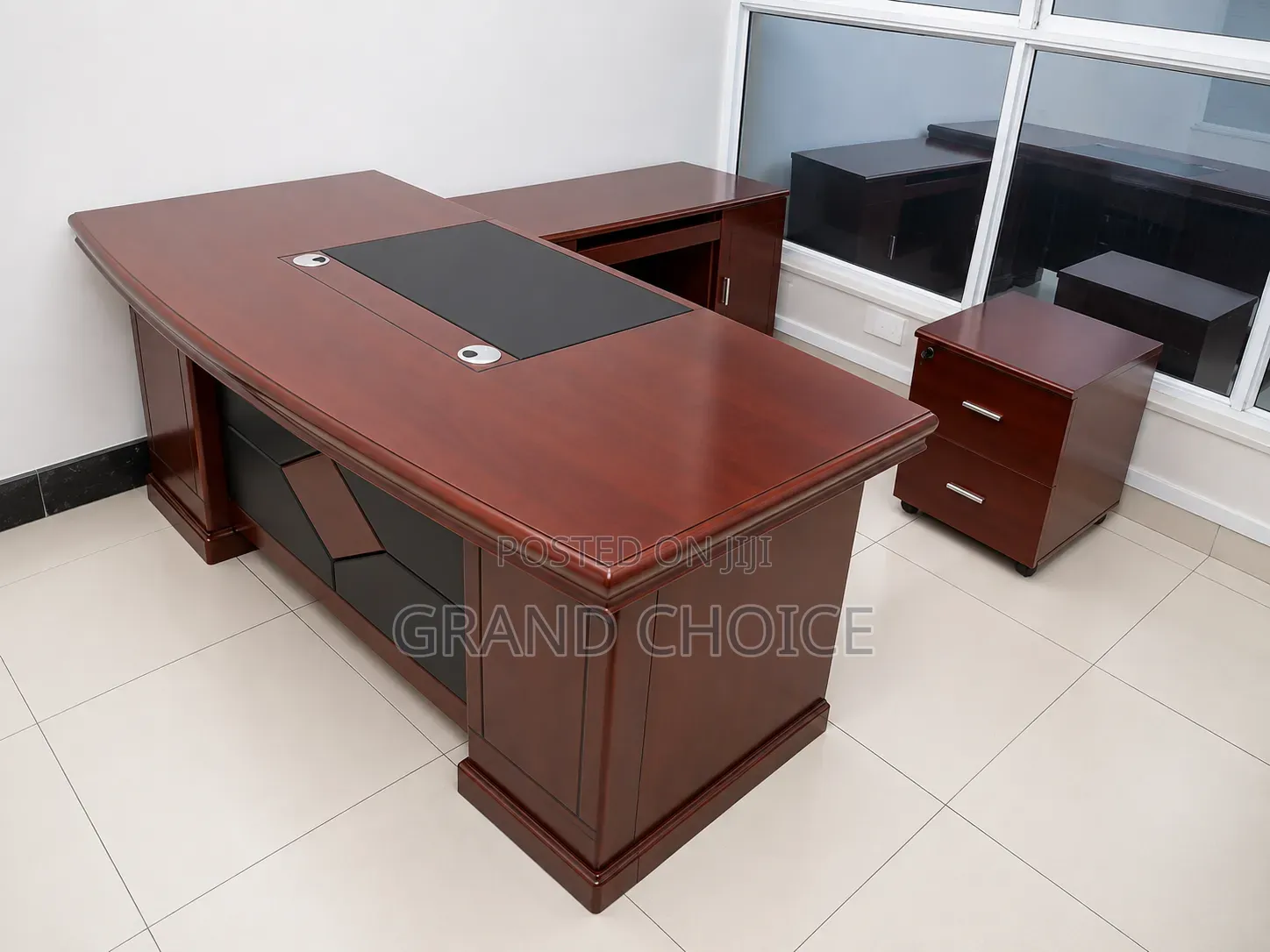 Executive Office Desk Set With Side Cabinet Mobile Drawer