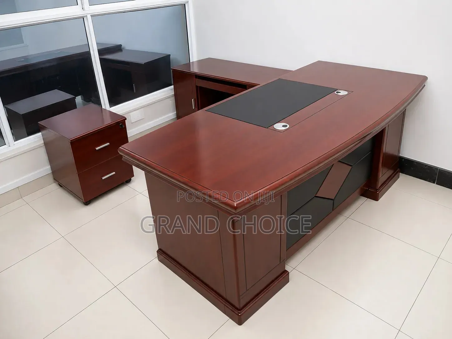 Executive Office Desk Set With Side Cabinet Mobile Drawer