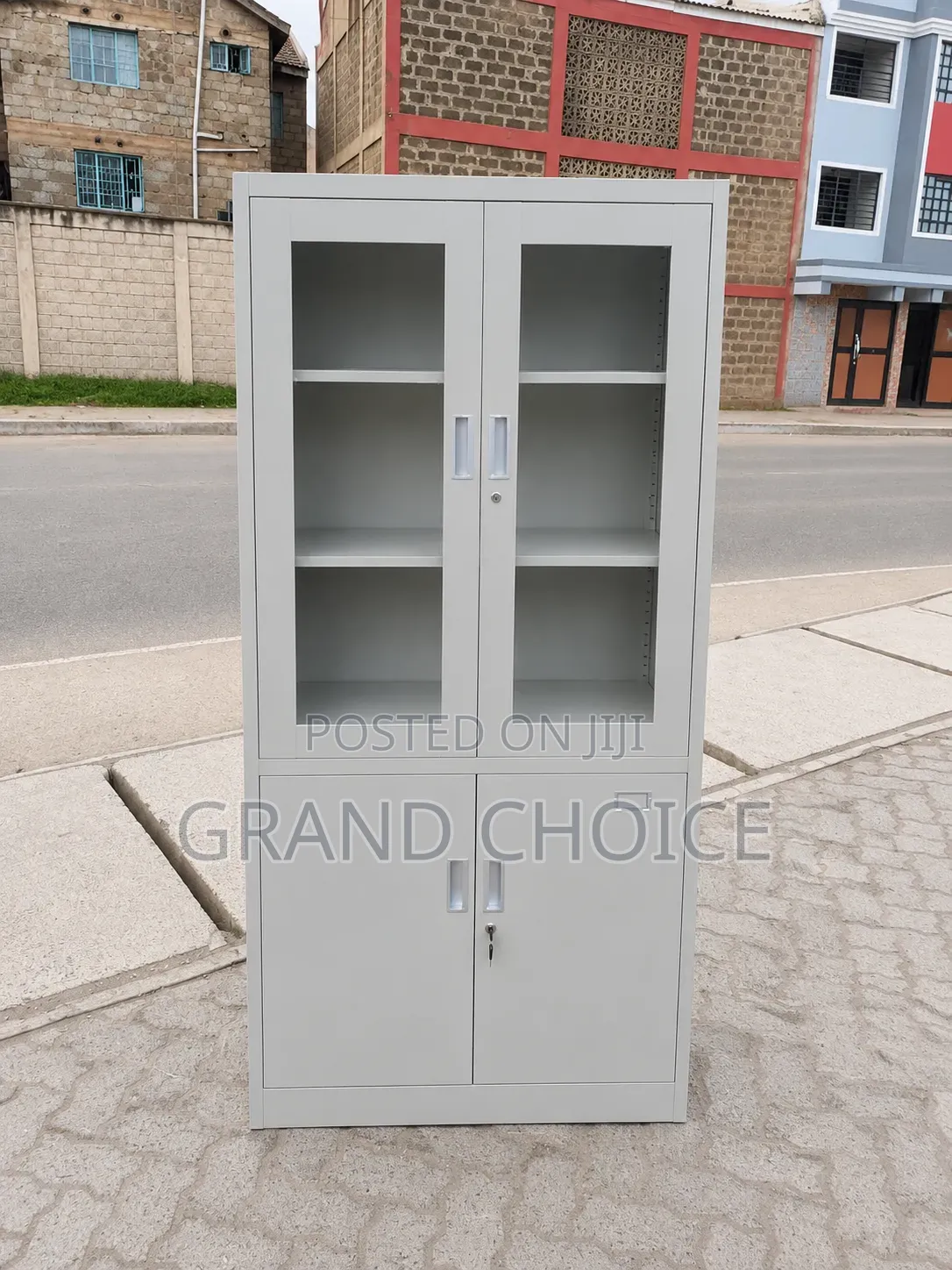 Steel Office Filing Cabinet With Glass Doors – Lockable Storage Cabine
