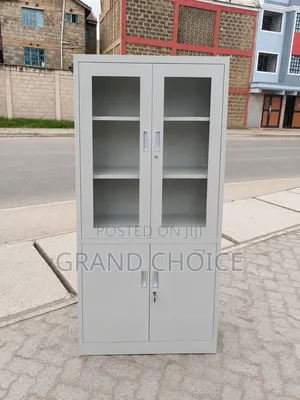 Steel Office Filing Cabinet With Glass Doors – Lockable Storage Cabine