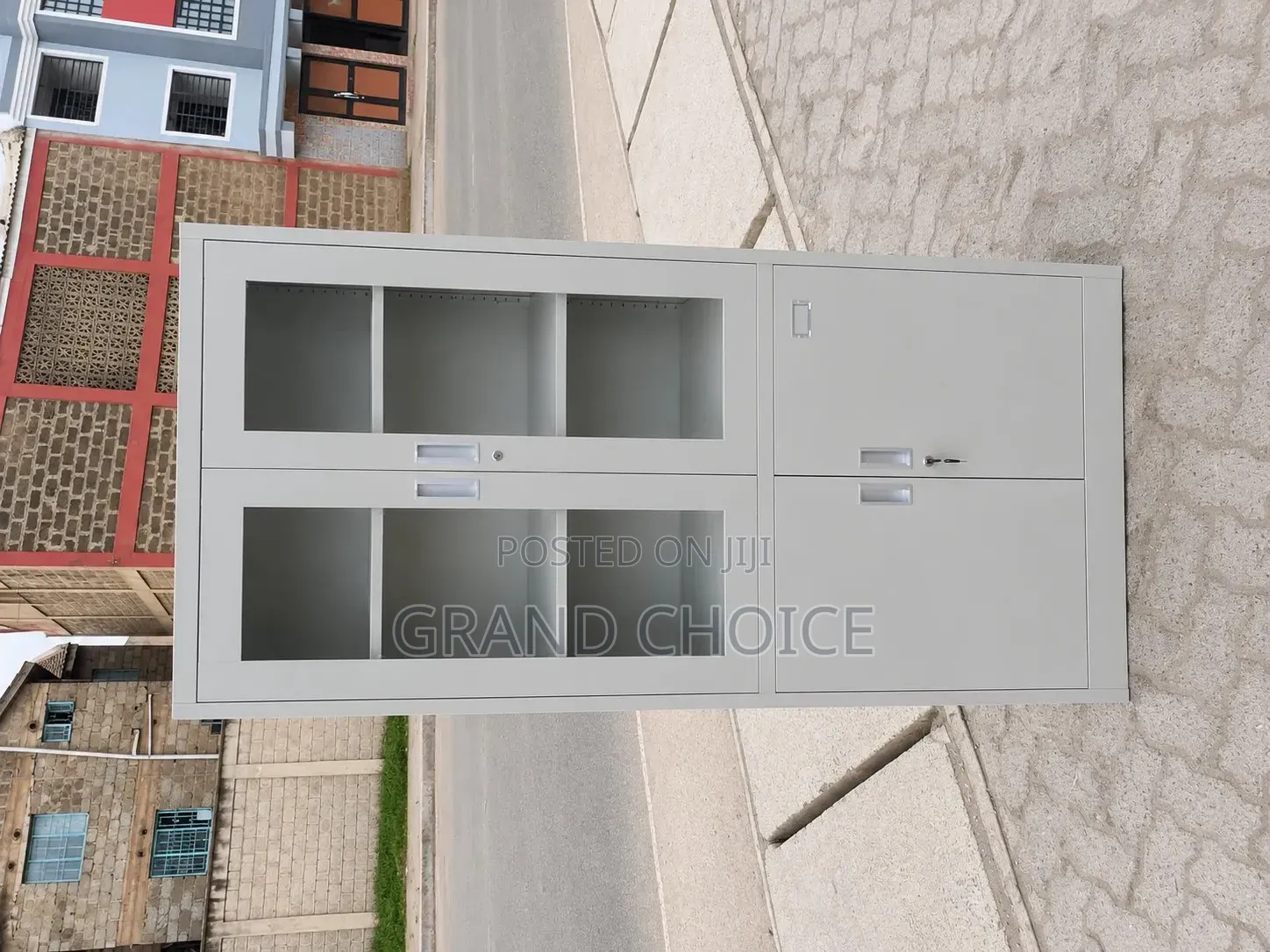 Steel Office Filing Cabinet With Glass Doors – Lockable Storage Cabine