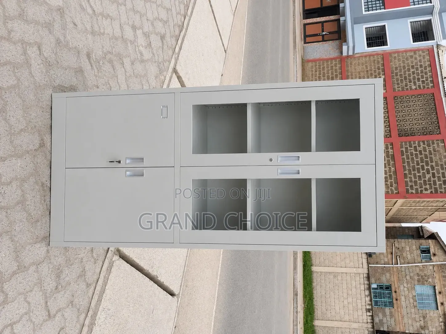 Steel Office Filing Cabinet With Glass Doors – Lockable Storage Cabine