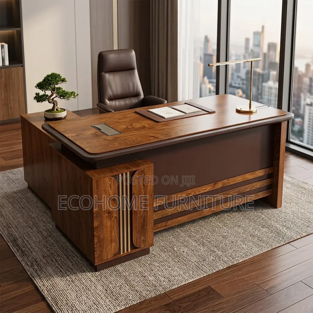 Office Desk – Executive Wooden Desk With Side Storage