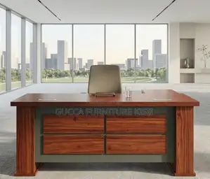 Office Desk; 1.6M Brown L-Shaped Office Desk