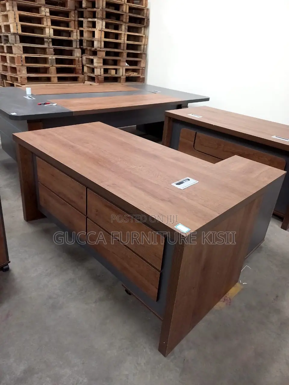 Office Desk; 1.6M Brown L-Shaped Office Desk