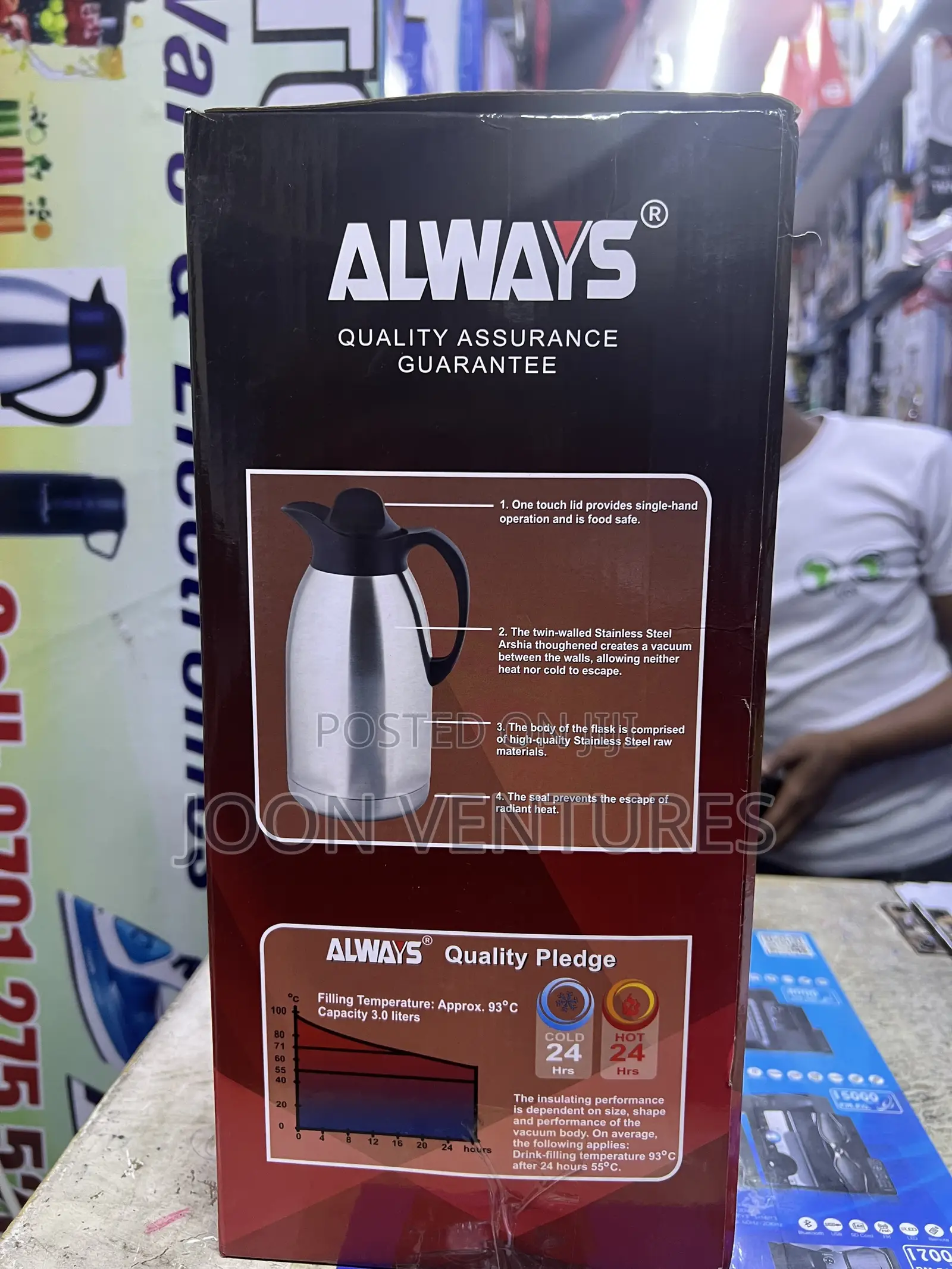 Always 3L Stainless Steel Vacuum Jug/Thermos Flask