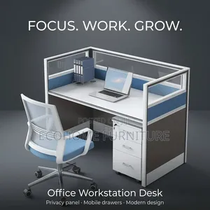 Office Workstation – 2-Person Privacy Desk With Pedestal