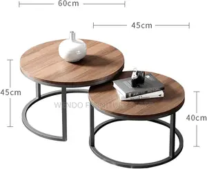 Coffee Table; Round Dual Coffee Table With Top Wood