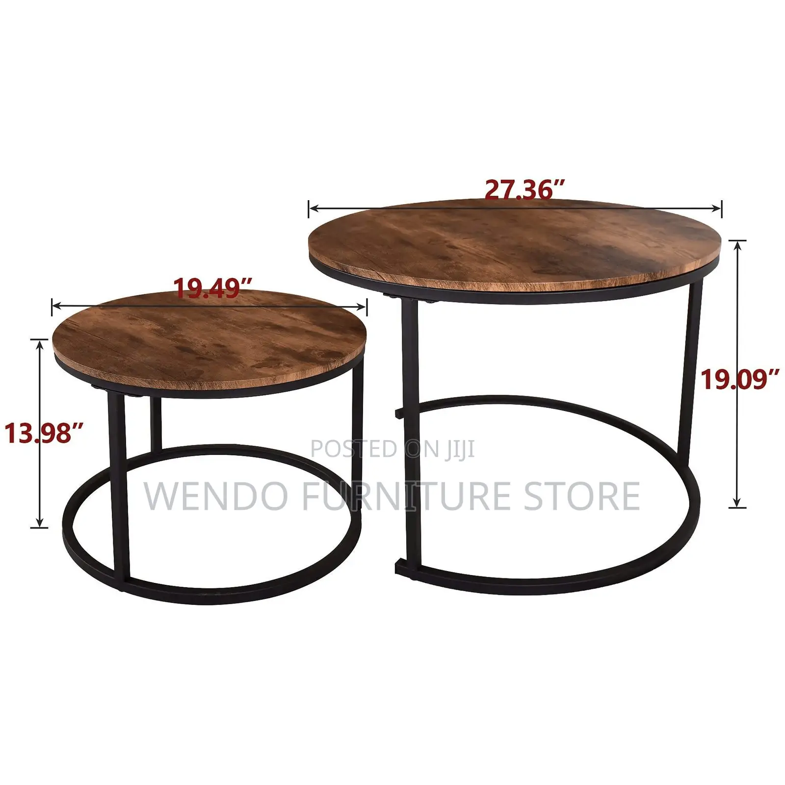 Coffee Table; Round Dual Coffee Table With Top Wood